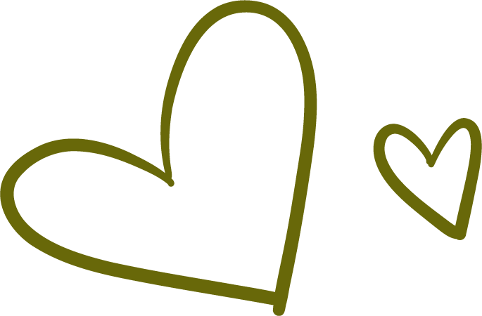 Sketch of two hand-drawn hearts, one large and one small.