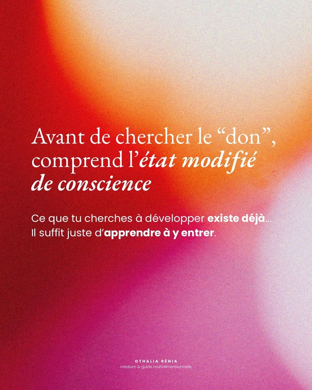 On parle souvent d&rsquo;&eacute;tat modifi&eacute; de conscience comme d&rsquo;un concept myst&eacute;rieux&hellip; alors qu&rsquo;il s&rsquo;agit surtout d&rsquo;un changement de rythme int&eacute;rieur.

Un espace o&ugrave; ton mental ne dirige pl