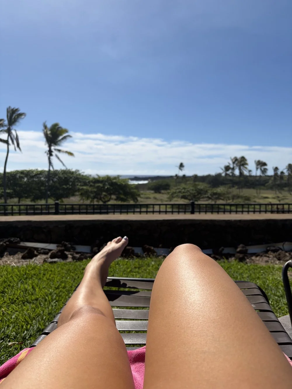 Tanned legs in a tropical environment