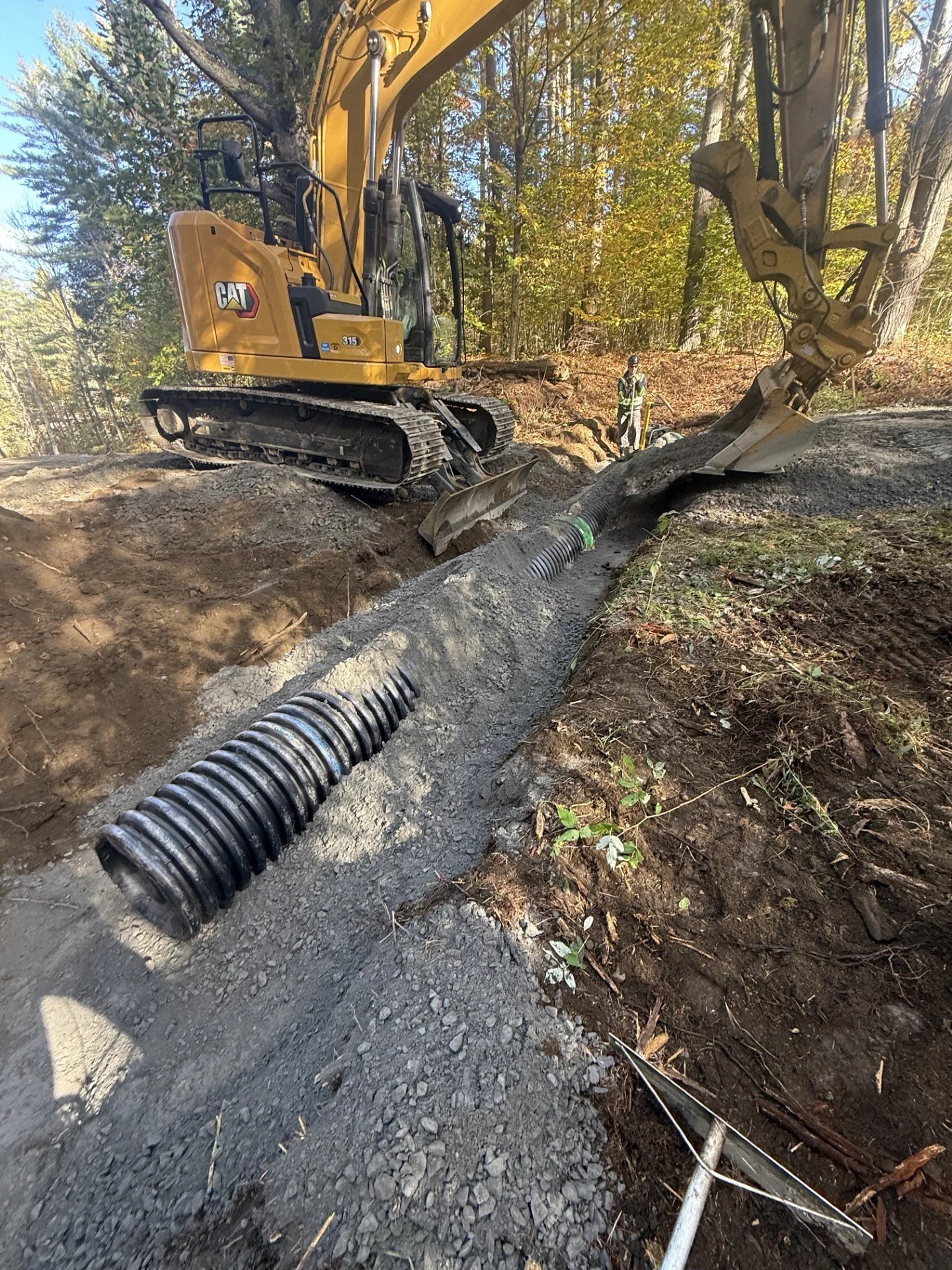 Culvert installation on a new road construction project in Tunbridge, VT