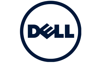 Logotipo de Dell en fondo negro.