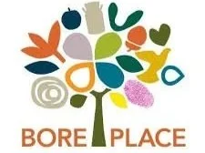 A colorful graphic of a tree with various-shaped leaves and fruits, and the words 'Bore Place' written underneath.