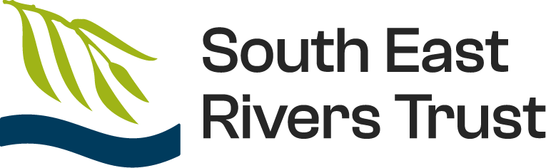 Logo for South East Rivers Trust with stylized green tree branch and blue river.