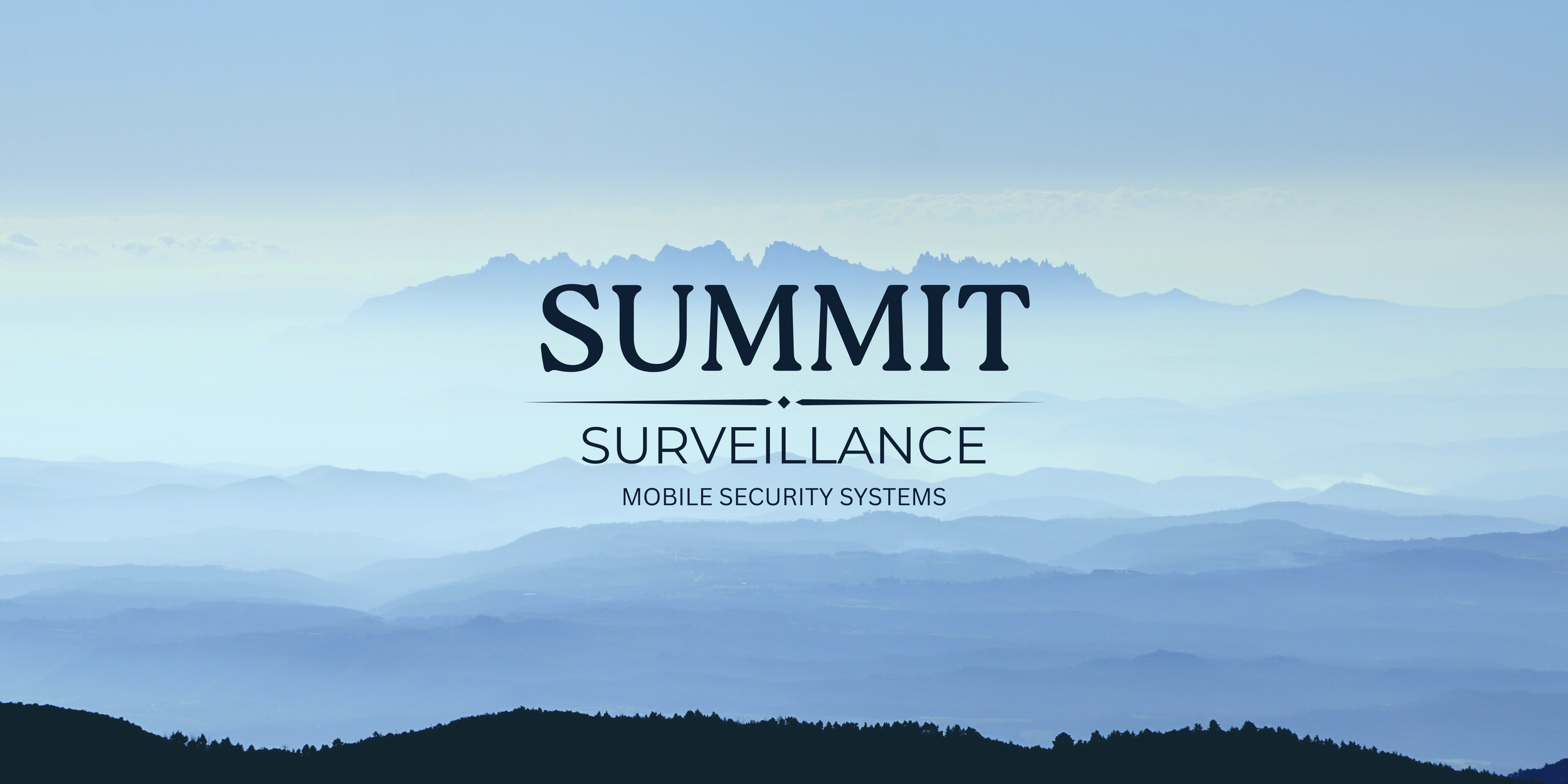 Text overlay on a mountain landscape background reads 'SUMMIT SURVEILLANCE MOBILE SECURITY SYSTEMS'.