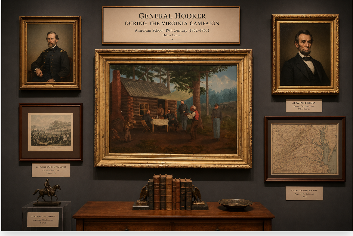 General Hooker American school, 19th Century oil on canvas