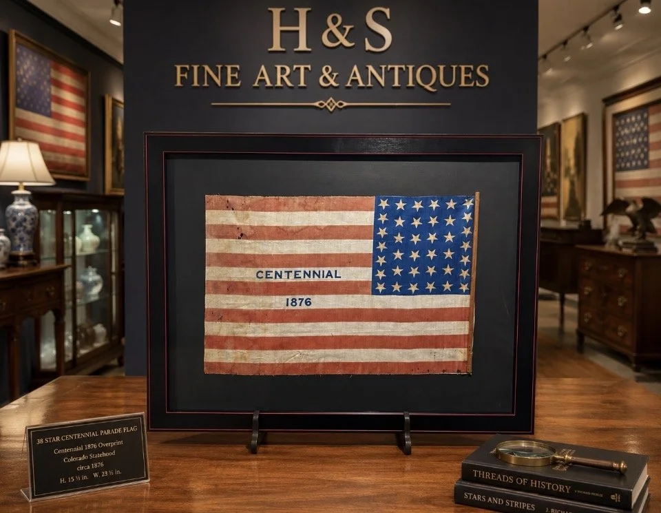 38 Star Centennial 1876 American Flag, Colorado Statehood.