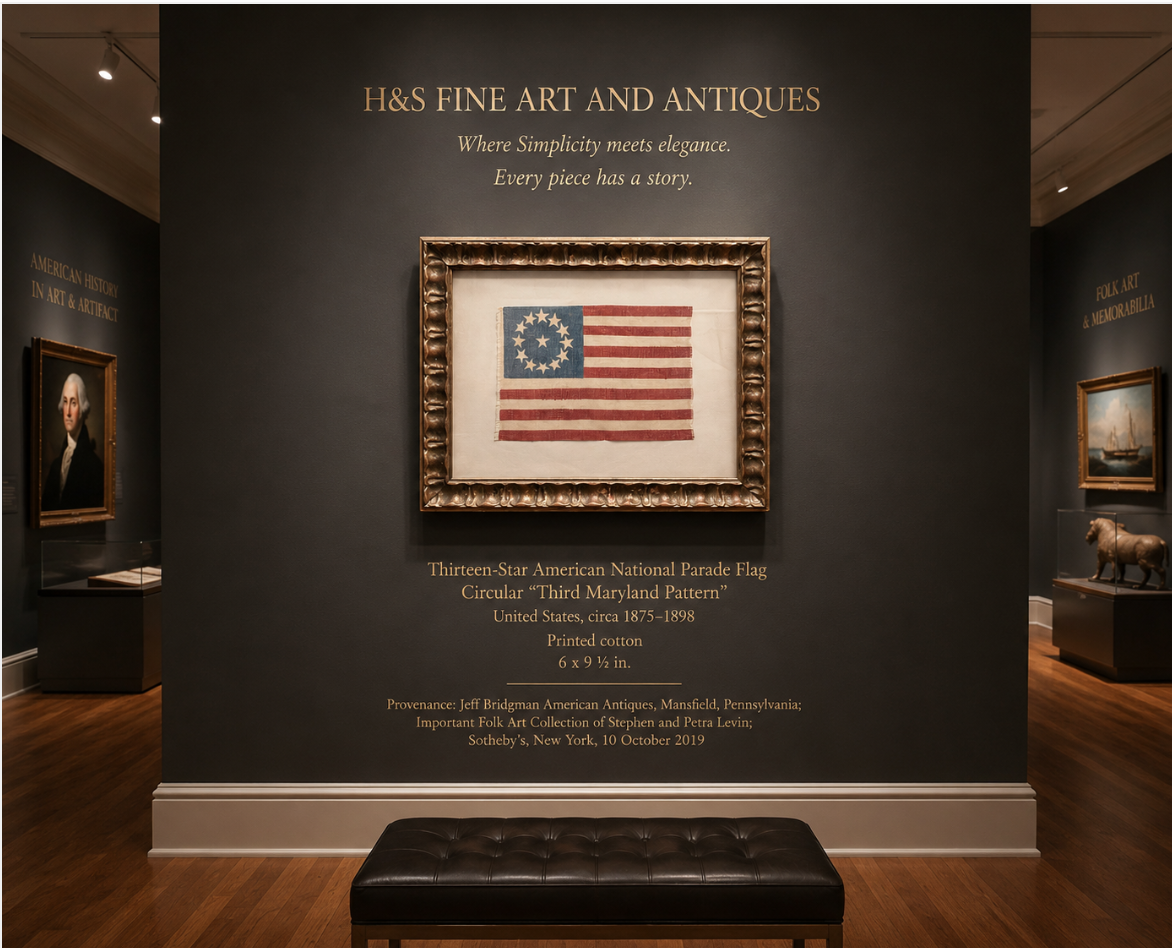 Thirteen - Star American Parade Flag. Circa 1875-1898