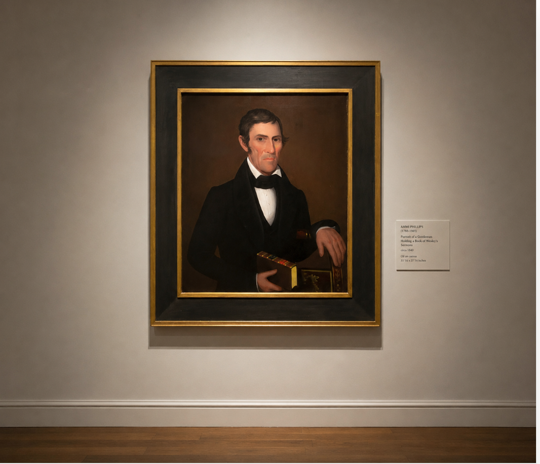 Ammi Phillips (1788-1865) attrib. Portrait of A Gentleman holding a book