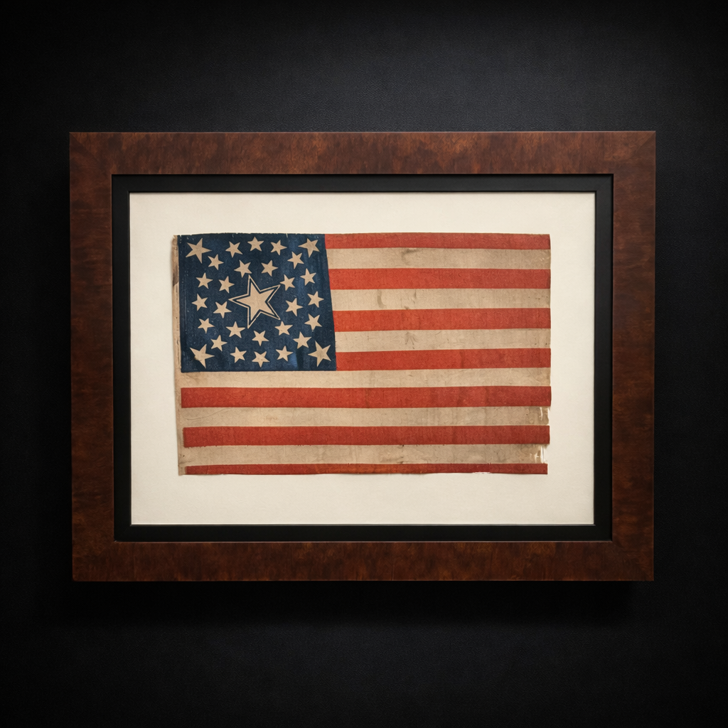 Thirty stars, pre-civil war, Haloed Medallion Pattern. Wisconsin statehood, 1848-1859.