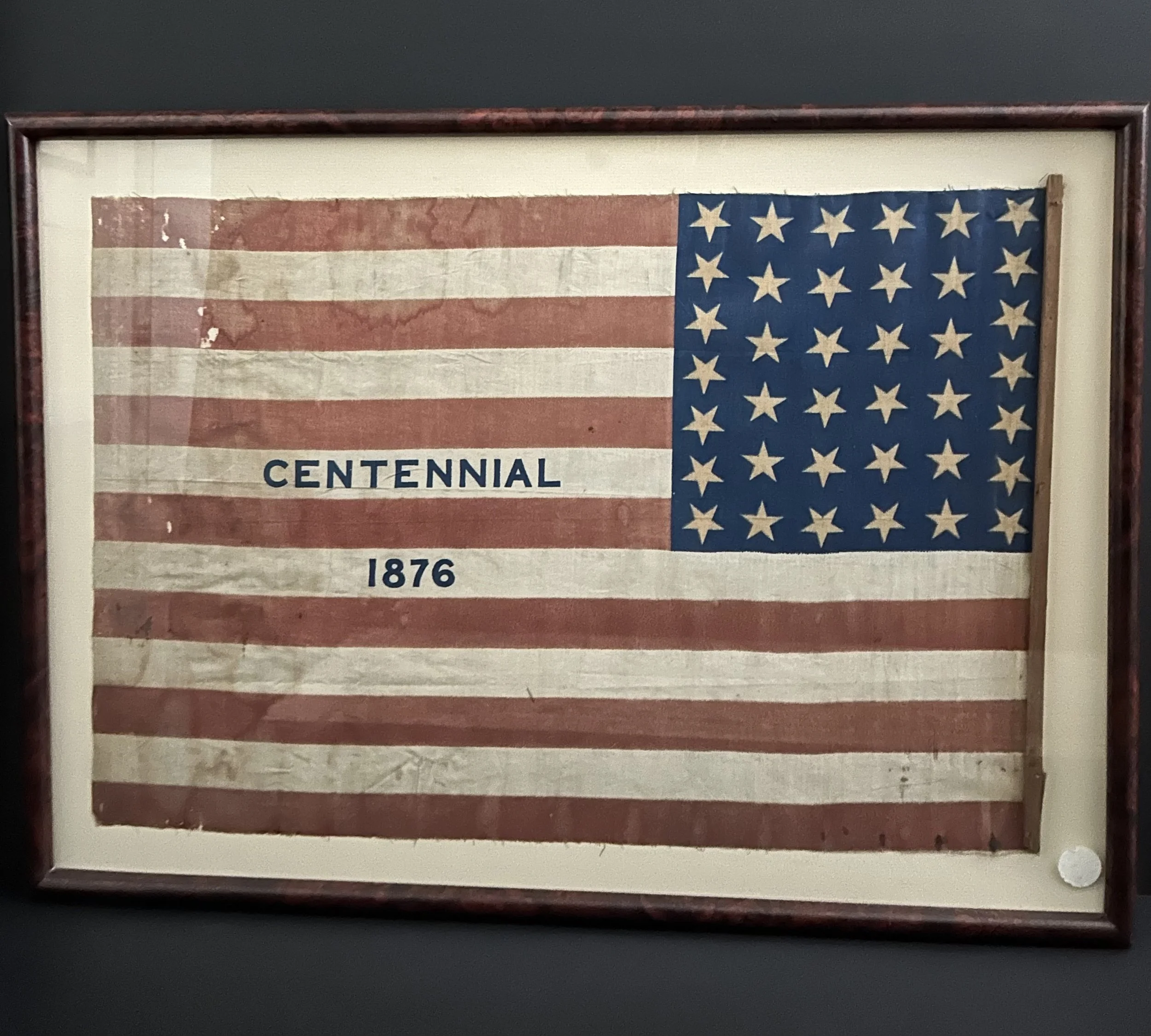 38 Star Antique American Flag includes a Centennial 1876 Overprint, Colorado Statehood, circa 1876. H. 15 ½ in. W 23 ½ in.