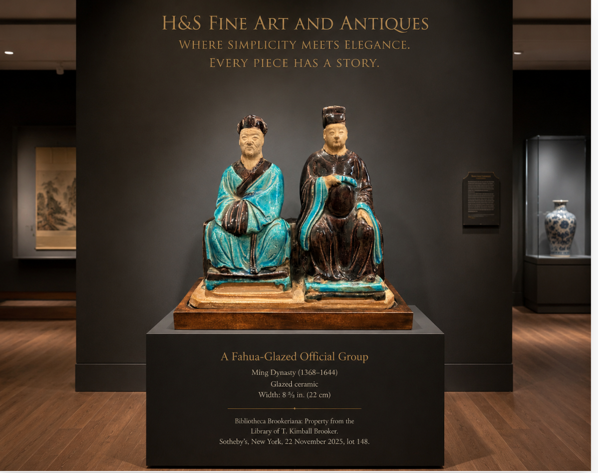 A Fahua-Glazed Official group, Ming Dynasty.