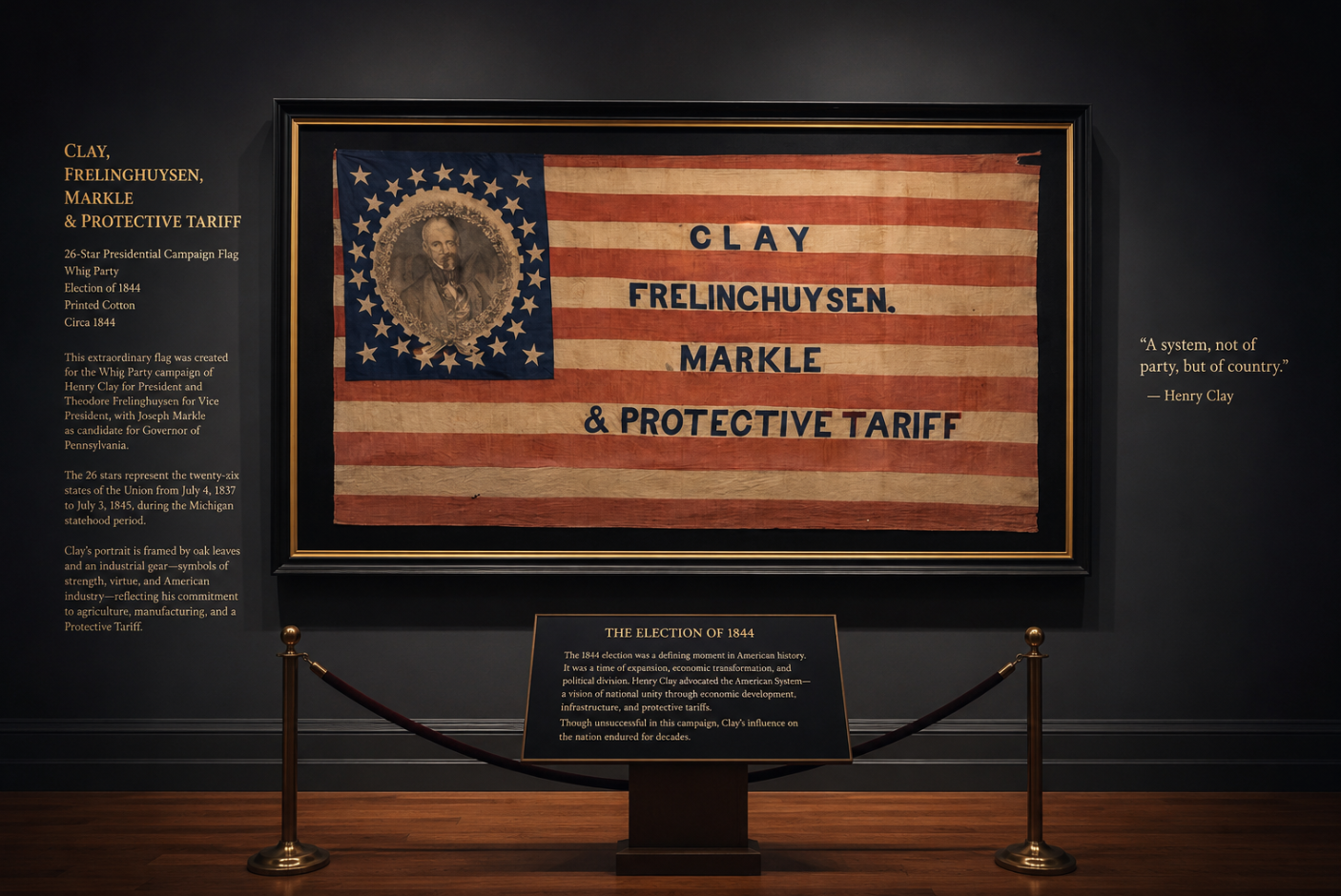 26 Star American Flag, made for 1844 presidential Campaign of Henry Clay