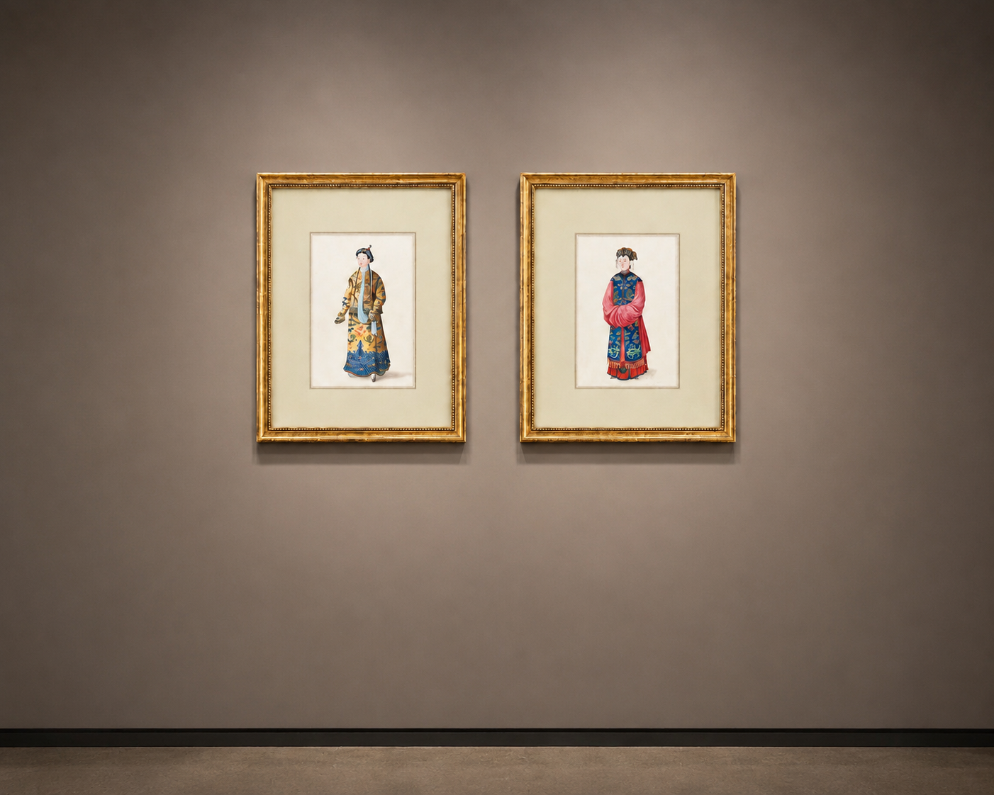 CHINESE SCHOOL, 18TH/19TH CENTURY, A PAIR OF CHINESE COURT FIGURES.
