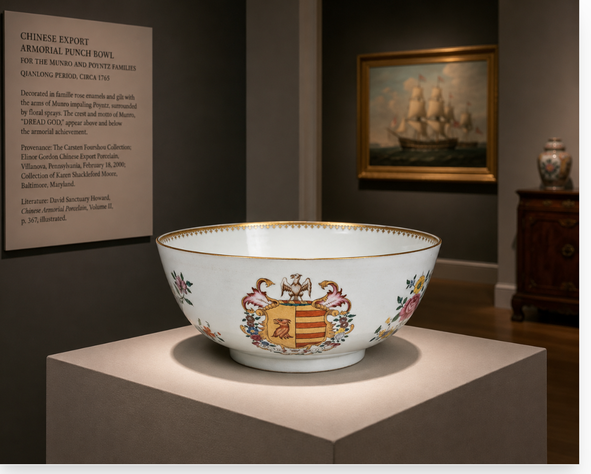 Chinese Export Armorial Porcelain Bowl Circa 1765