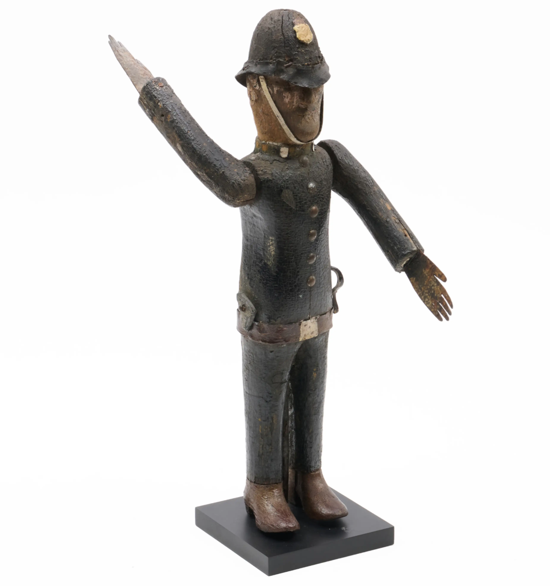 Carved Polychrome Wood and Sheet-Metal Whirligig of a Policeman American, probably circa 1880–1900