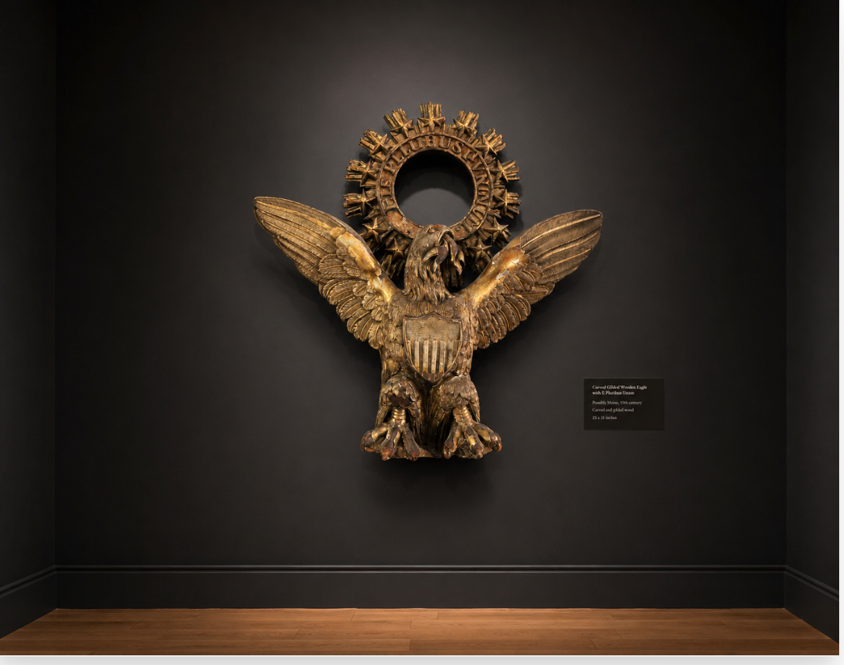 A carved Wooden Eagle, possibly Maine, 19th century
