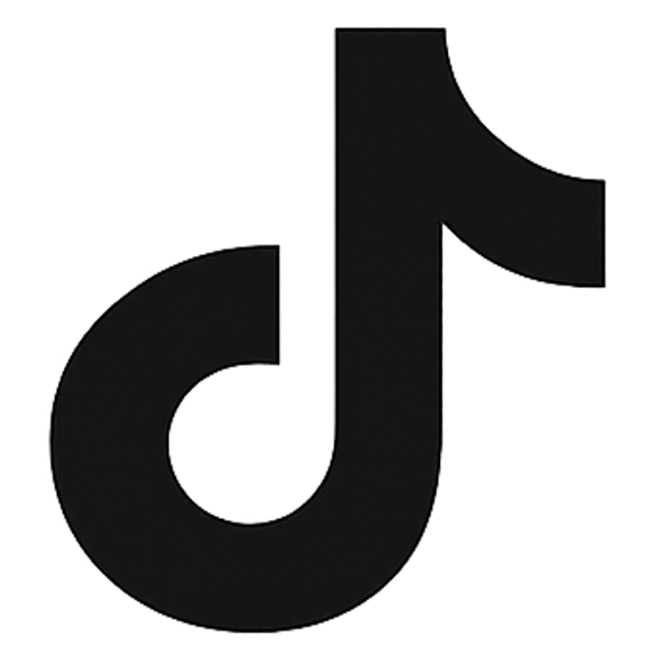 Black TikTok logo on a white background.
