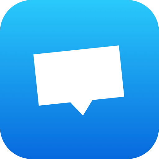 Blue background with a white speech bubble pointing downward.