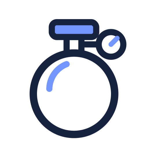 Graphic illustration of a stopwatch with a small dial on top.