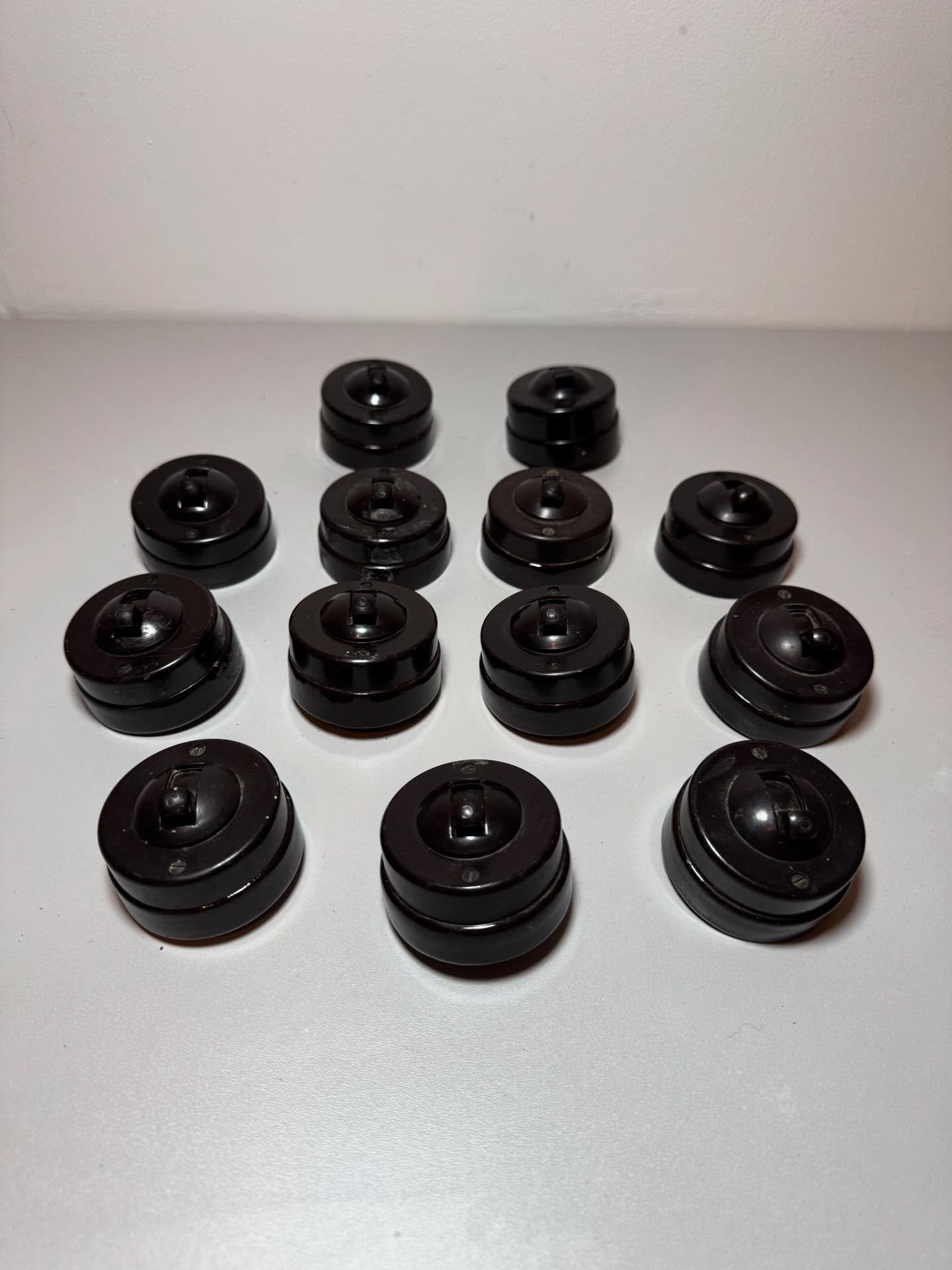 Add some art deco decadence to your home restoration project. We probably now own the UK&rsquo;s largest matching set as we have just bought x20 genuine and original Bakelite Crabtree light switches from a contact of ours stripping out an old 1930s b