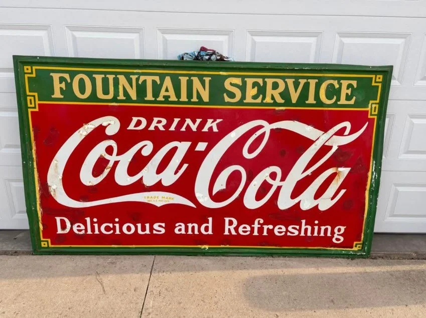 **SOLD** very large vintage CocaCola sign. Selling on behalf of a third party so please message me for details if interested as I do not have the physical item in my possession. Bought at auction over the summer but has clearly been shipped over from