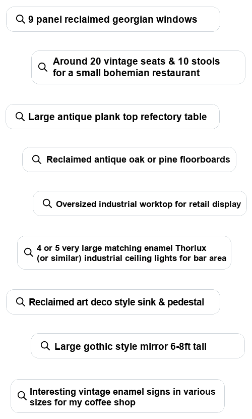 Screenshot of a mobile search interface with search bars and filters for different search categories.