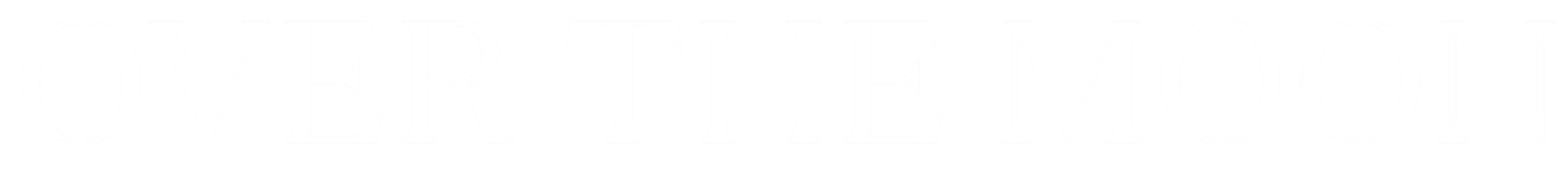 Text on a black background that says 'OVER THE MOON' in white, stylized capital letters.