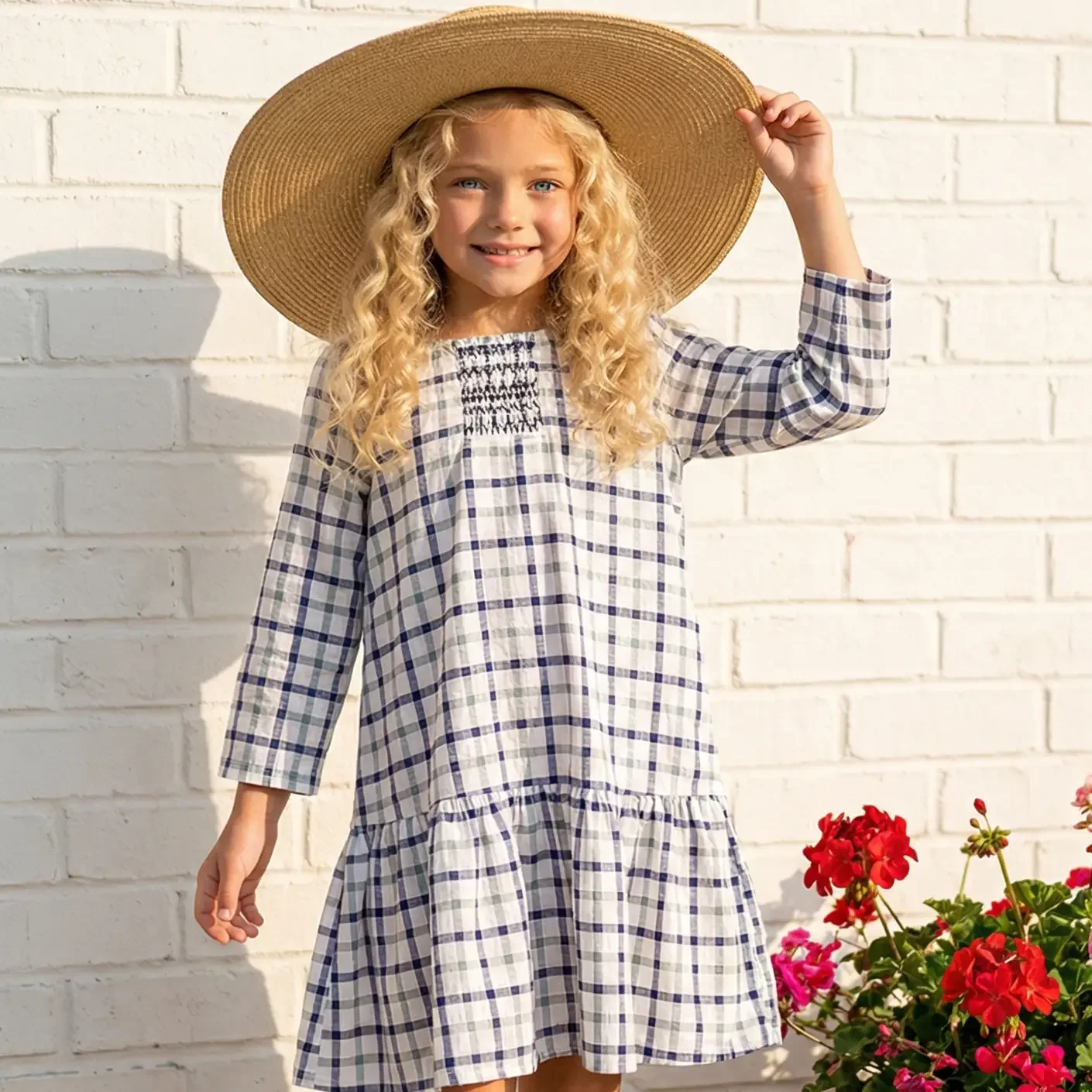 Plaid Navy Smocked Dress