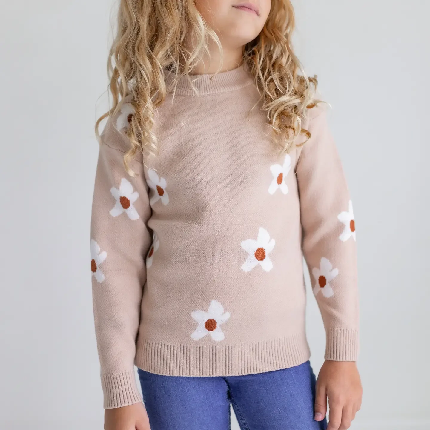 Tan Flower Sweater