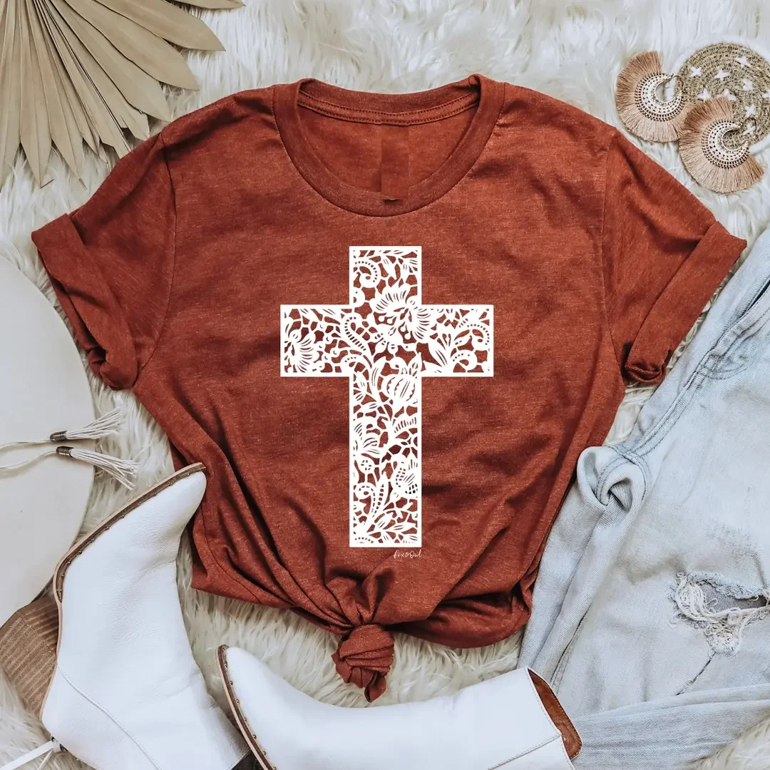Rust Lace Cross Tee