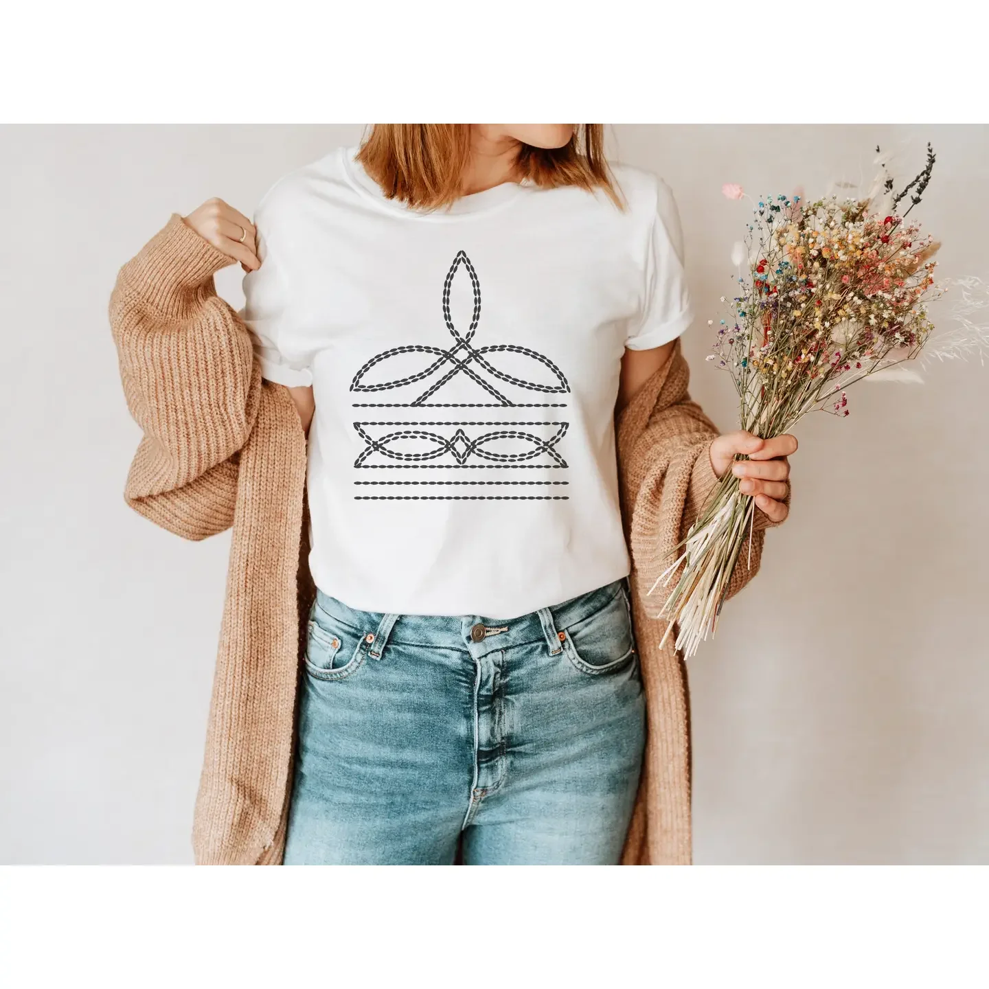 Boot Stitch Tee in White