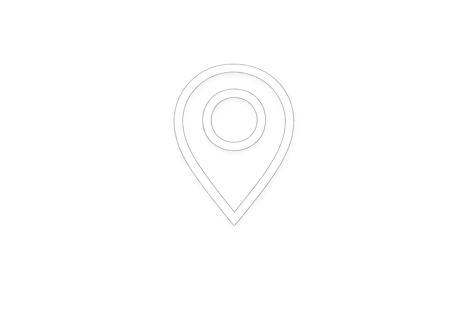 White location pin icon centered on a colorful, distorted digital background.