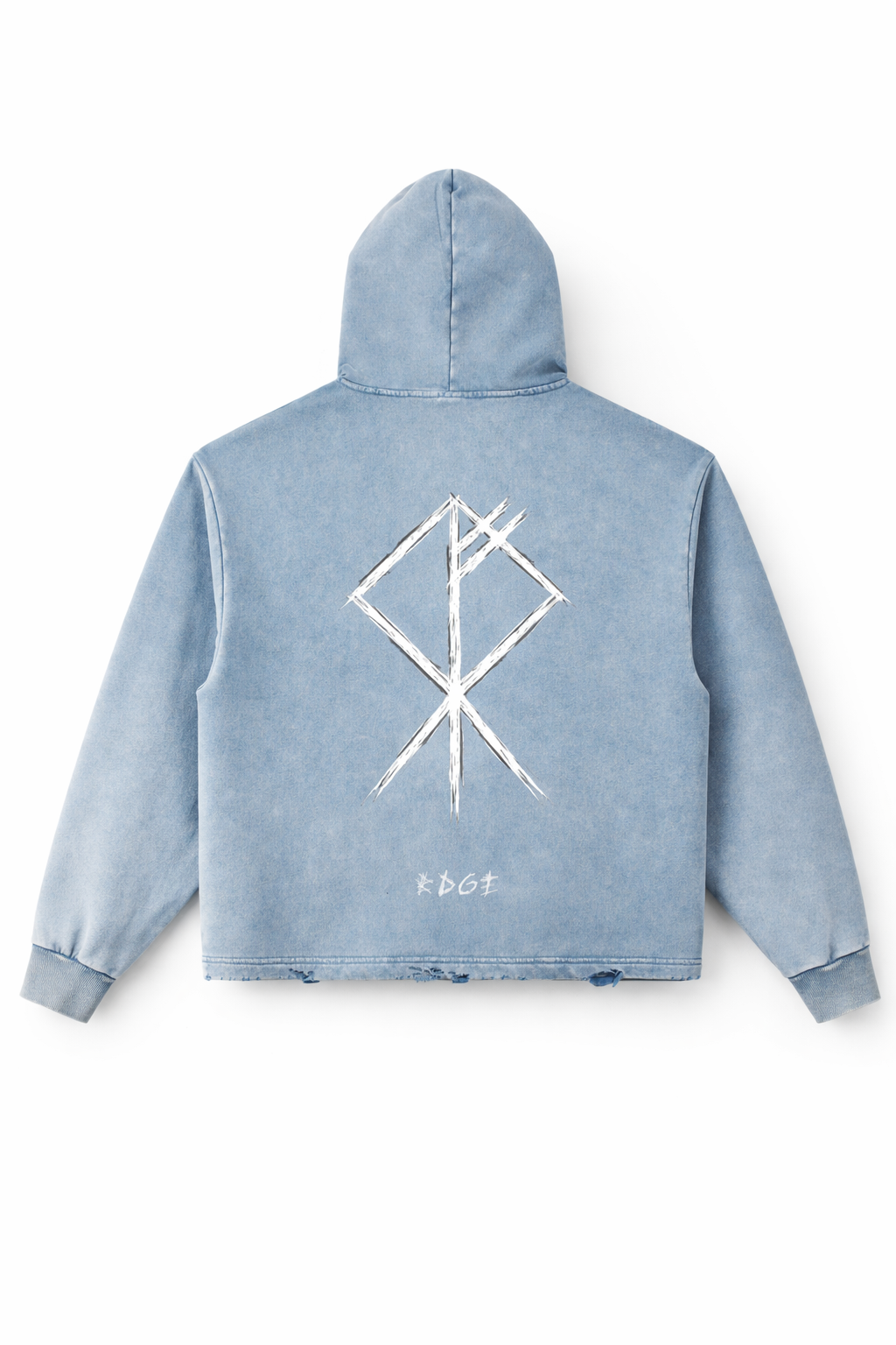 BDGE - Vintage Washed Frayed-Hem Hoodie