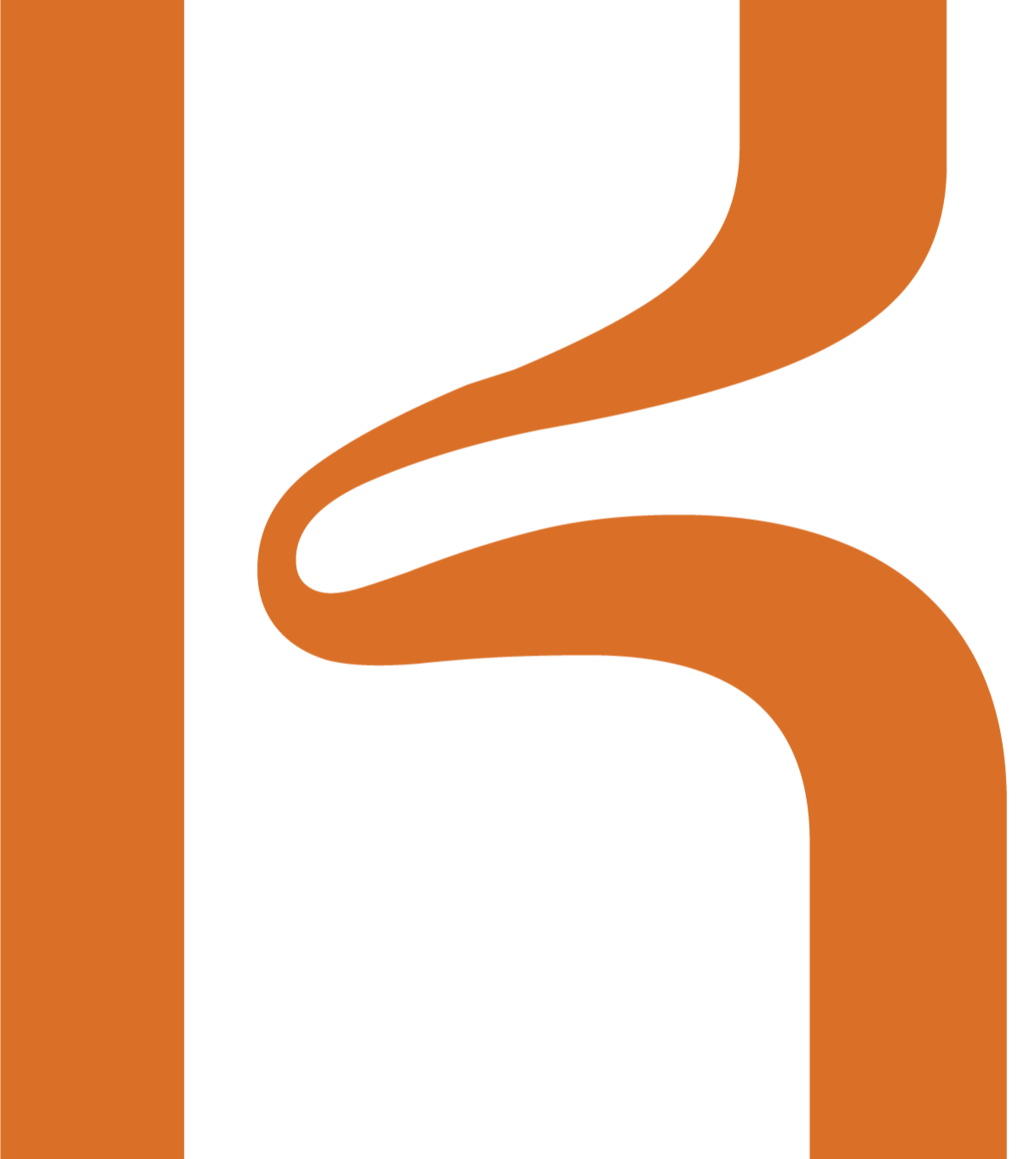 The letter "K" written in orange. Part of the logo of KINEO STUDIO Berlin.