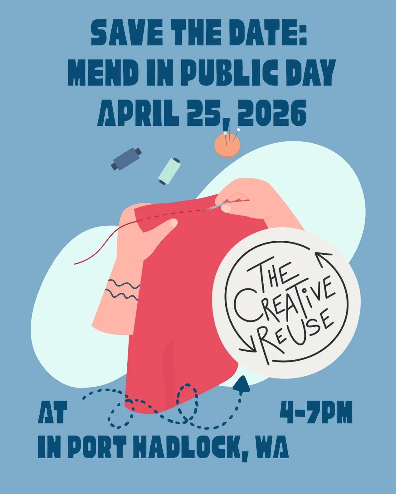 We&rsquo;re excited to announce our first event! Join us before our grand opening for Mend in Public Day on April 25 from 4-7 pm. 🧵 
Bring something that needs mending. We&rsquo;ll provide basic materials like thread, needles, and scraps of fabric. 