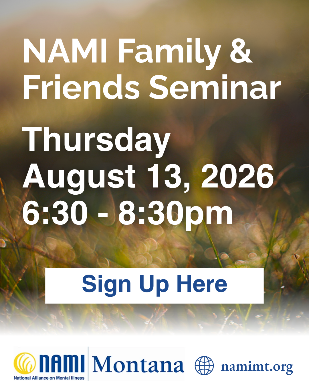 NAMI MT Family and Friends Seminar August 2026 graphic