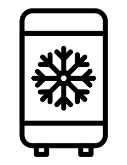 Laboratory freezer with a snowflake icon on the screen.