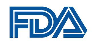 FDA logo in blue on a black background
