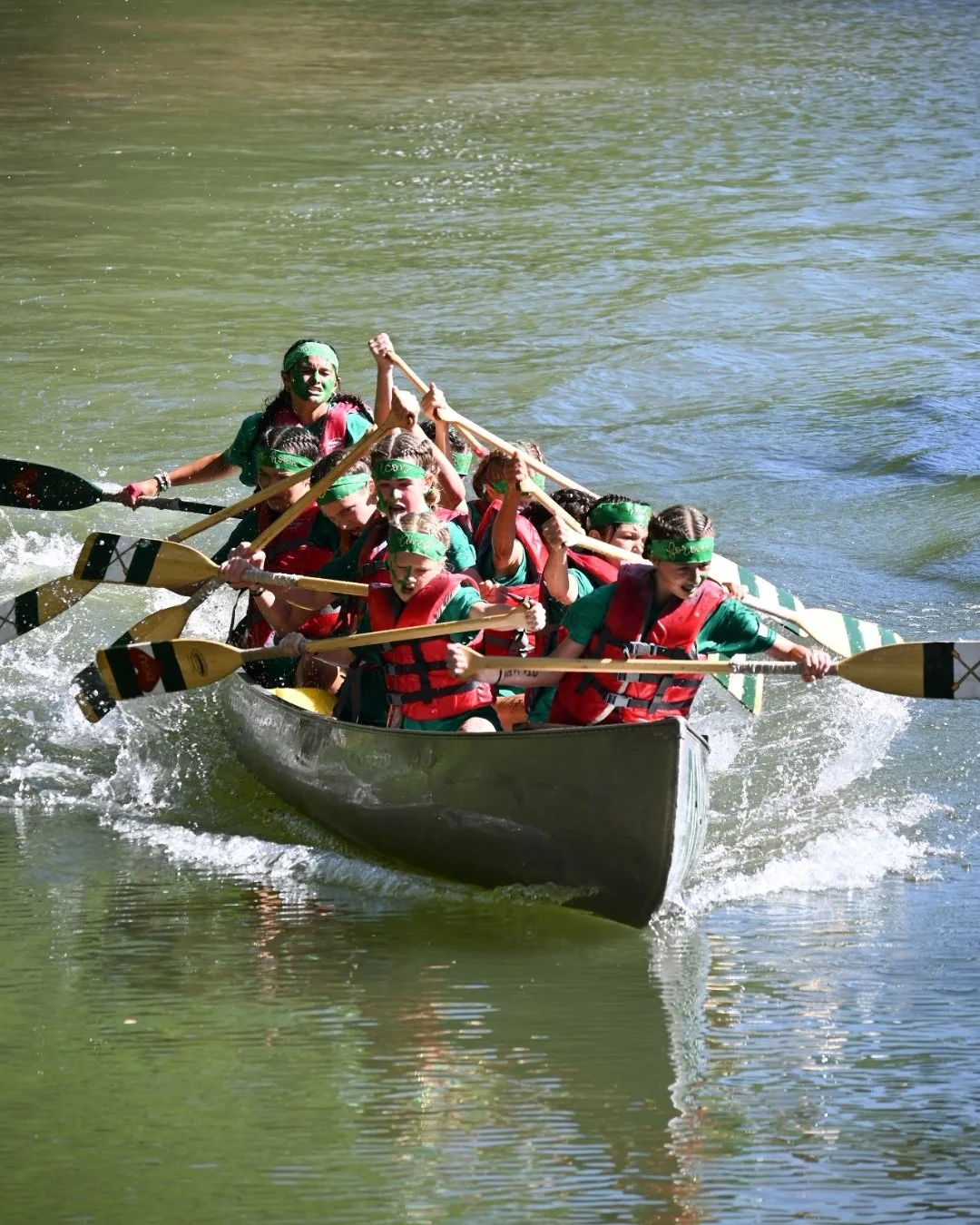 War Canoe is one of the most anticipated traditions at The Heart.

Each Sisterhood trains throughout the term, learning the rhythm, teamwork, and coordination it takes to paddle together as one.
By the time race day arrives, it&rsquo;s more than just