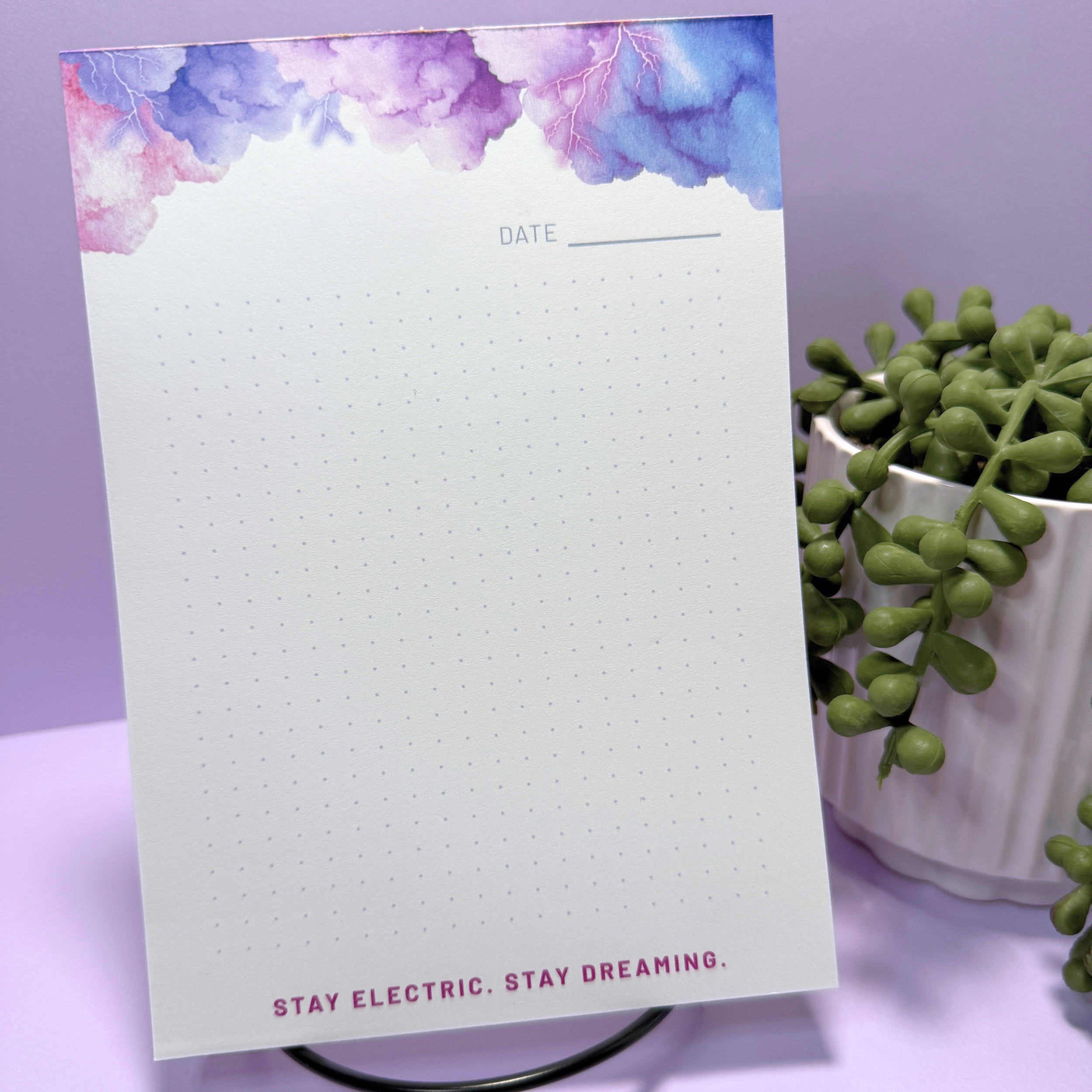 Stay Electric. Stay Dreaming. Dot Grid Notepad – 5x7