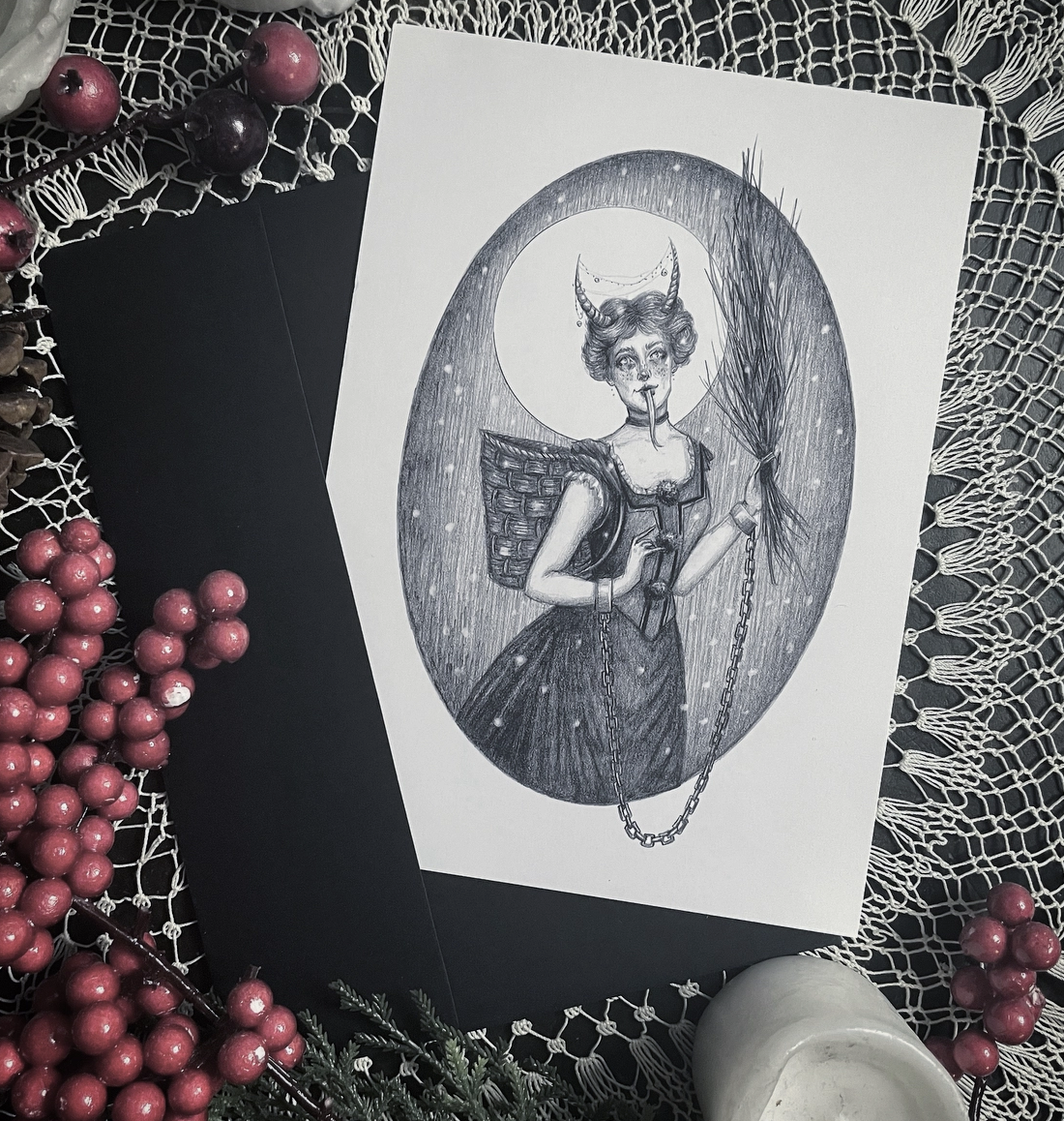 Lady Krampus Holiday Card