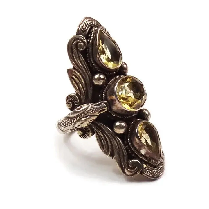 3-Stone Snake Ring with Citrine