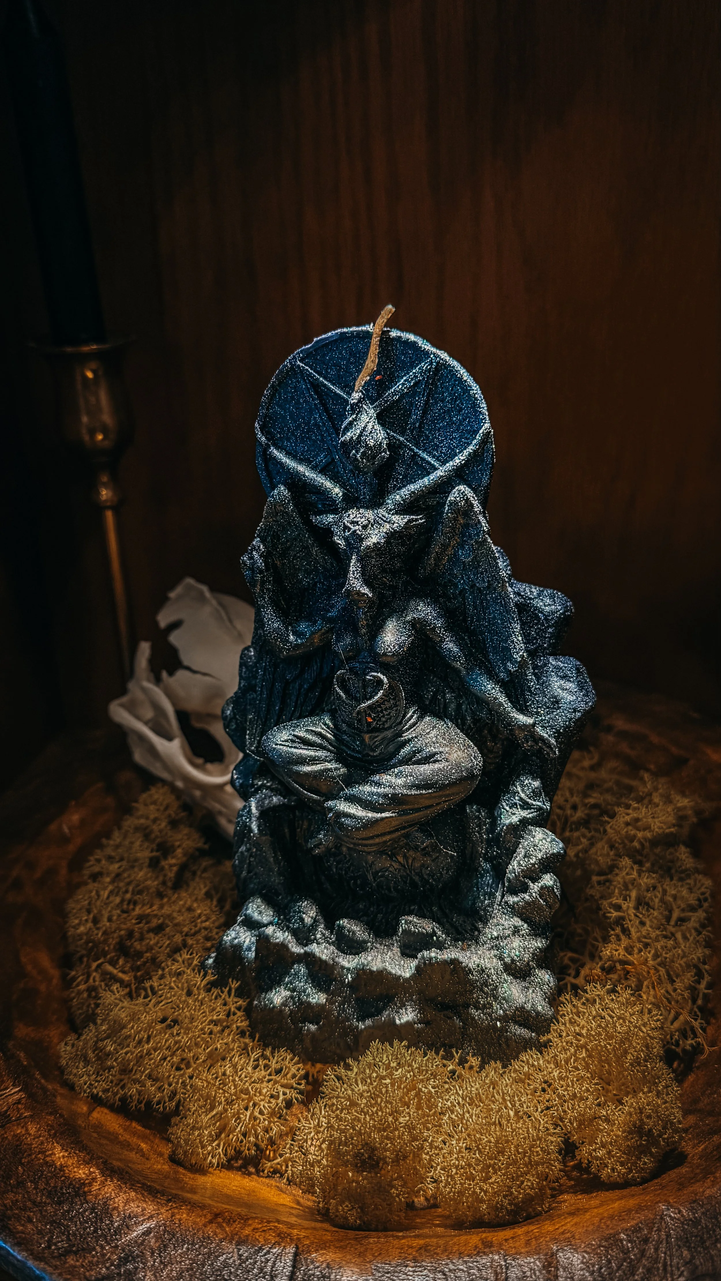 Large Baphomet Figure Candle with Diamond Dusting