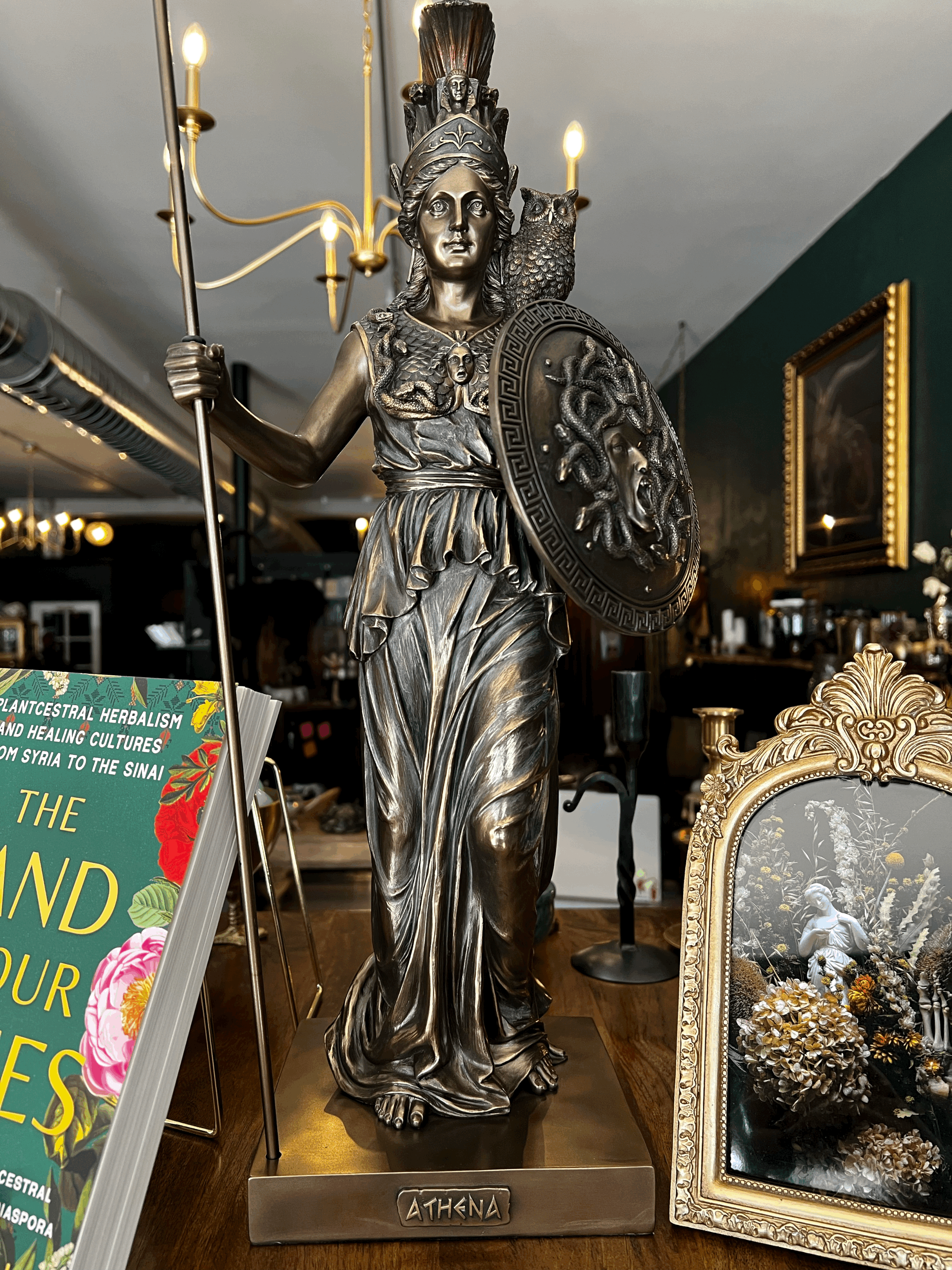 Athena Standing with Spear & Shield Statue Large