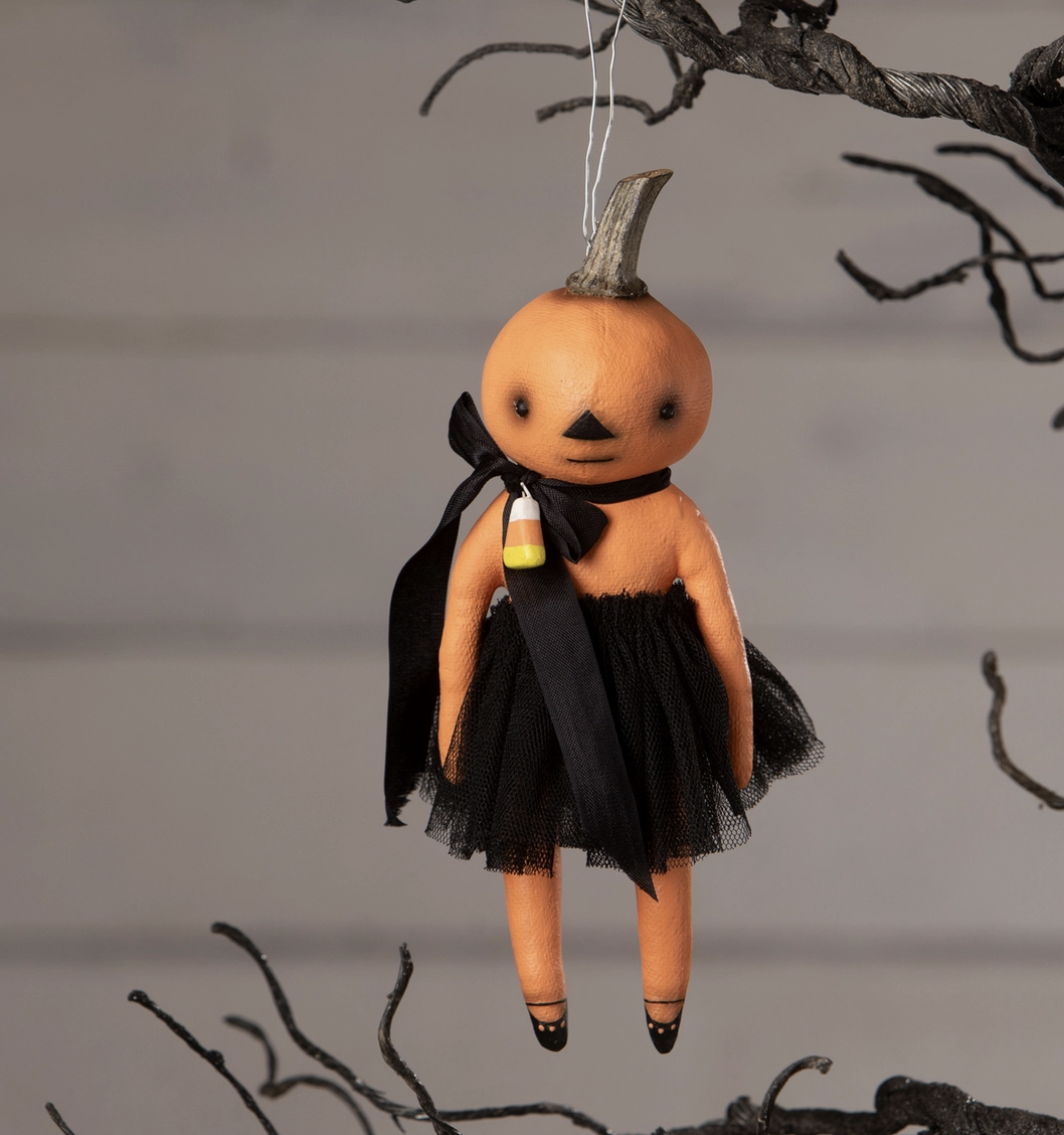 Vintage Pumpkin Head Girl Ornament
