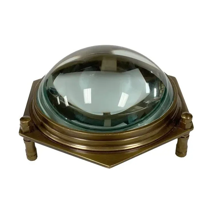 Antiqued Brass Hexagonal Dome Desk Magnifier
