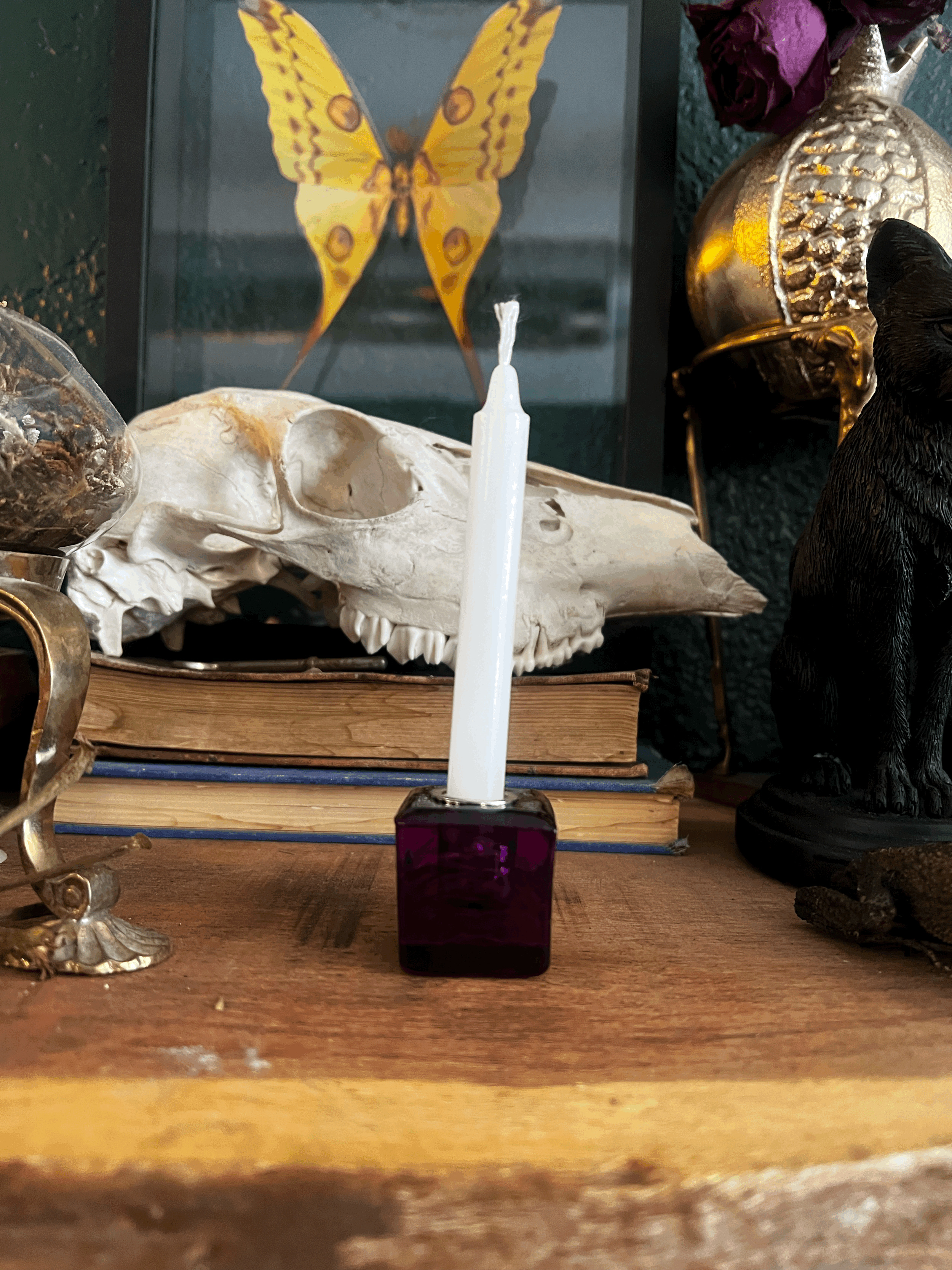 Mini Purple Glass Chime Candle Holder