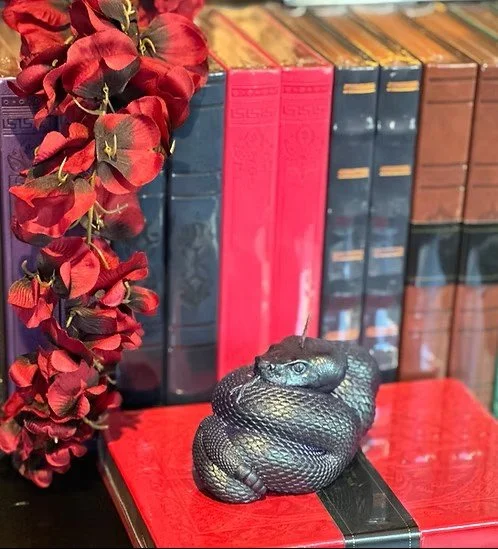 Rattlesnake Figure Candle with Purple Dusting