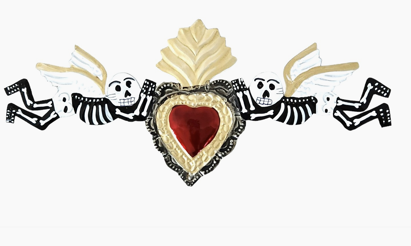 Tin Skeletons Holding Heart