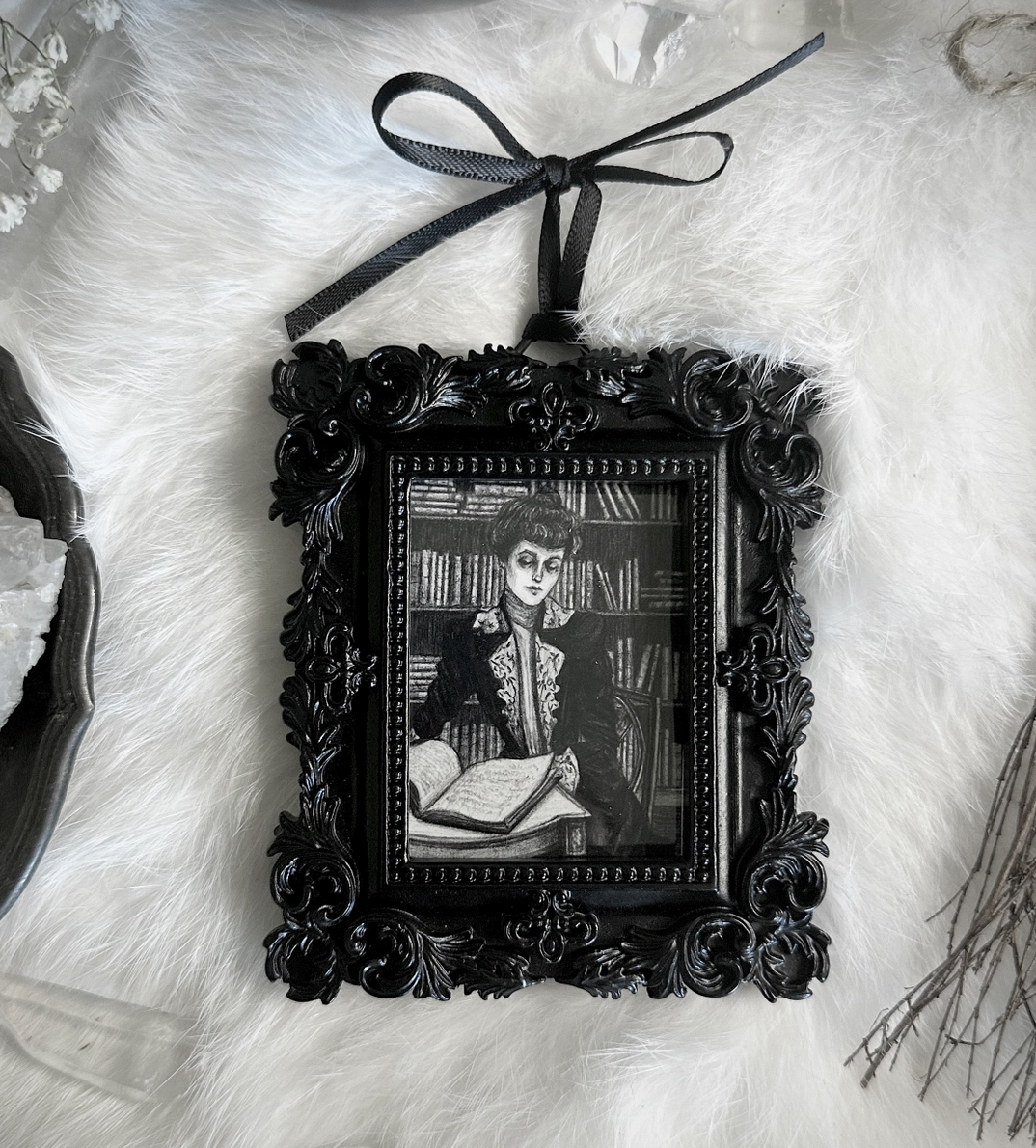 Midnight Library-Mini Ornate Black Framed Art Print